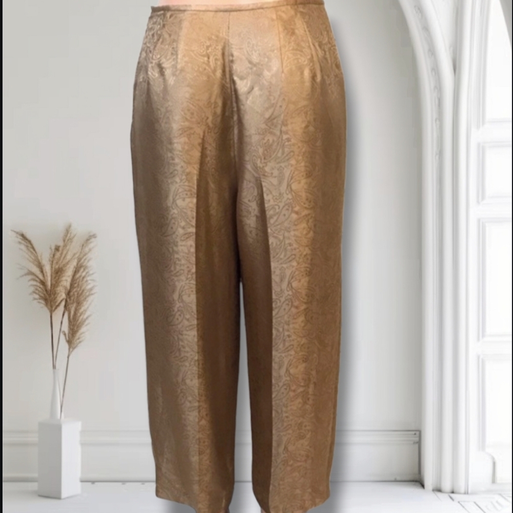 Vintage Travis Ayers Gold Paisley Silk Trousers - Picture 4 of 8